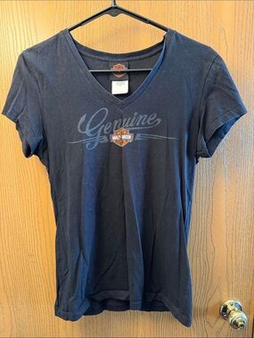 Harley-Davidson Black V-Neck Tee with Genuine Script